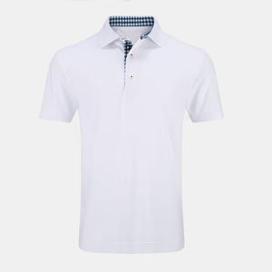 Polos pour hommes de première taille avec extensible et séchage rapide Chemise de golf en polyester spandex vierge avec logo personnalisé - Product Image 3