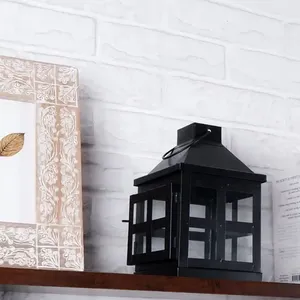 Lanterne en métal carrée noire classique avec verre pour décoration de mariage et de fête de vacances disponible en prix de quantité en vrac - Product Image 5