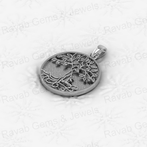 Pendentif à breloque en argent 925 véritable 25mm cercle celtique arbre de vie embossé semi-montage pour résine et cendres bijoux de travail - Product Image 5