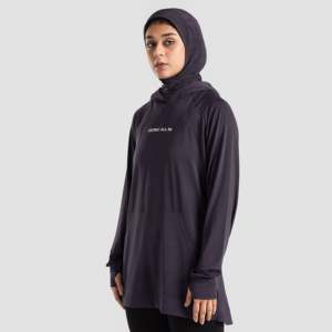 Aura Shield <b>Top</b> (Plum) Modest Sportswear with Elegant Plum Color Shield Design - Product Image 1