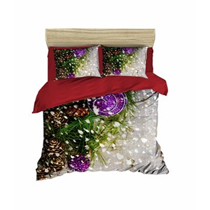 Juego de Funda Nórdica Doble 100% Algodón Ranforce con Estampado Digital Navideño Festivo, Ropa de Cama Clásica para el Hogar - Product Image 1