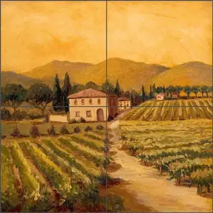 Joanne Morris Margosian's Tuscan Art Mural de cerámica Viñedo Azulejo Backsplash Murales de pared JM056 - Product Image 1