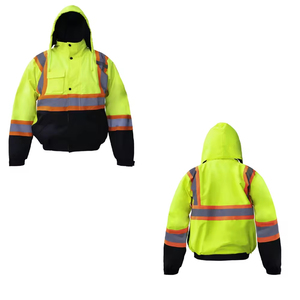 Chaqueta de trabajo de invierno a prueba de viento ignífuga reflectante de alta visibilidad, ropa de seguridad cálida personalizada amarilla fluorescente - Product Image 5