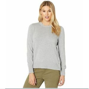 Maglione da donna Michael Kors grigio con orlo a bottone, taglia XL, stile casual, con colletto a fiocco e applicazioni, in tessuto traspirante, per l'autunno - Product Image 1