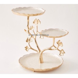 Direct Factory Supply Attractive Look Top Quality Gold Plated Metal And Mirror Made 3 <b>Tier</b> <b>Cake</b> <b>Stand</b> From India In Best Price - Product Image 3