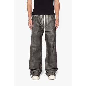 Pantalon noir ample en coton 100% avec panneaux recouverts, effet délavé - Product Image 1