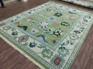 9x12 pieds prêt à expédier tapis vert-beige Col haute qualité Rectangle tapis en laine tapis à la main pour la décoration de salon - Product Image 2