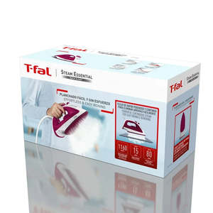 T-FAL ferro da stiro automatico da viaggio rosa FV1052X0 con solette in acciaio inossidabile per uso domestico - Product Image 3