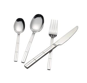 Juego de cubiertos de mango largo plano, cubiertos de acero inoxidable pulido con espejo para el hogar y la boda, juegos de vajilla elegantes - Product Image 3