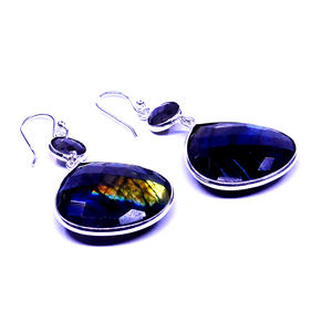 Pendientes de Plata de Ley 925 con Baño de Oro, Gemvanity SE758, Diseño Clásico en Forma de Gota para Mujer, Ideales para Aniversario - Product Image 2