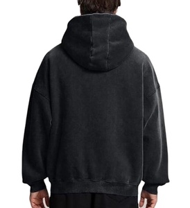 เสื้อฮู้ดลำลองของผู้ชายวินเทจซักได้เสื้อมีฮู้ดผ้าคอตตอนโอเวอร์ไซส์ใส่ลำลองเปิดไหล่ใส่ได้ทุกเพศสีทึบ - Product Image 2