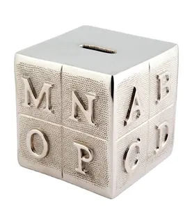 Heavy Duty Solid Money Bank Alphabetical Designs Top Selling Square Shape Coin Box For Kid Retro American Dollar Collective Bank