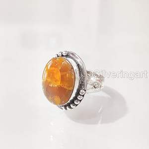 แหวนผู้หญิง แหวนพลอยอำพันบอลติกแท้ หินประจำเดือนเกิด แหวนสไตล์ยิปซี ของขวัญคริสต์มาส เครื่องประดับทำมือ แหวนเงินแท้ 925 - Product Image 4