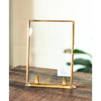 Nouveau cadre photo en laiton à double verre avec support métallique, style simplicité moderne, taille personnalisée, fait main, durable pour la décoration intérieure