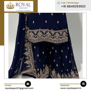 Exportateur Mondial Vente Beau Lancement Nouveau Costume Faux Georgette Broderie Travail Salwar Costume pour Mariage Ware - Product Image 5