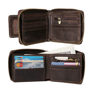 Porte-monnaie en cuir véritable Porte-monnaie en cuir vintage Hommes Femmes Porte-monnaie à clip Portefeuille de marque de luxe Designer Long Portefeuille pour homme Femme - Product Image 3