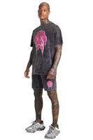 Conjunto de Camiseta y Pantalones Cortos para Hombre con Logotipo Personalizado, Estilo Desgastado, Lavado Ácido, Ecológico, Nueva Moda Casual de Verano, 100% Alta Calidad