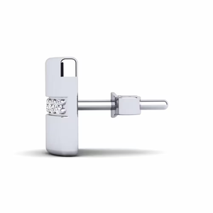 Pendiente de tuerca de diamante cultivado en laboratorio de corte redondo de plata 925 para hombre, diseño minimalista clásico para boda o fiesta - Product Image 3