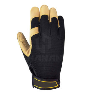 Vente en gros de gants de mécanicien en cuir compatibles avec les écrans tactiles respirants résistants à l'huile et au feu - Product Image 4