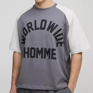 เสื้อยืดผ้าฝ้ายแขนแร็กแลนสำหรับผู้ชายเสื้อยืดทรงหลวมพิมพ์โลโก้100% - Product Image 1