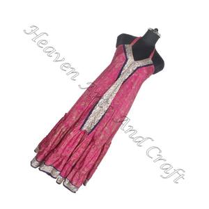 Fabricante y exportador de ropa de mujer, vestido Sari de seda Vintage indio, vestido de cena elegante para mujer, vestidos de noche sin mangas SD024 - Product Image 1