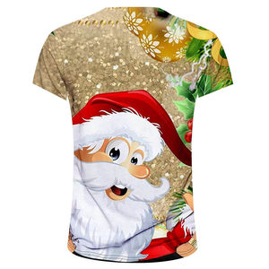 <b>Christmas</b> New Year Men's Oversize for <b>T</b>-<b>Shirt</b> 100% Polyester V-Neck Crocheted Print Anti-Wrinkle Hip Hop Winter - Product Image 2