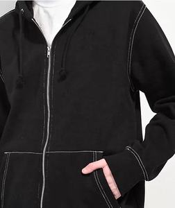 Sudaderas con capucha para hombre de alta calidad, ropa de calle Unisex, 100% de algodón con cremallera, Sudadera con capucha informal personalizada, ropa con cremallera bordada - Product Image 4