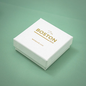 Caja de regalo con logotipo personalizado Boston ECO, embalaje de almacenamiento blanco granulado para joyería colgante pequeña - Product Image 1