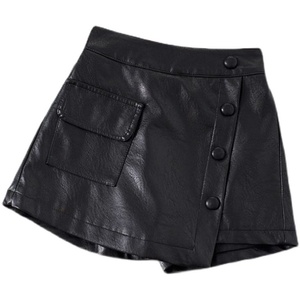 2024กางเกงขาสั้นแฟชั่นหนัง PU สำหรับผู้หญิงสำหรับฤดูใบไม้ร่วงและฤดูร้อนฤดูใบไม้ผลิ - Product Image 1