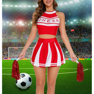 Costume de pom-pom girl Spandex à la mode pour les filles, tenue de pom-pom girl mignonne, uniforme de joie pour Halloween Dress Up - Product Image 2