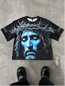 Venta al por mayor de los hombres de verano de gran tamaño Boxy Fit Camiseta de algodón personalizado 3D gráfico DTG 100% algodón 100% algodón 100% algodón 100% algodón - Product Image 5