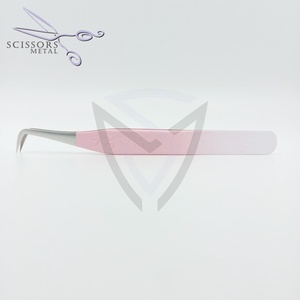 Pinzas de punta de fibra en forma de L de 45 90 grados de etiqueta privada Pinzas de extensión de pestañas de volumen - Product Image 3
