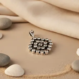 925 Silver Cubic Zirconia Pendant Square Religious Jewelry with Rose <b>Gold</b> <b>Number</b> Pattern for Women - Product Image 2