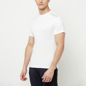 Camiseta deportiva de manga corta para hombre, camiseta de entrenamiento de alta elasticidad, transpirable, de secado rápido, camisetas deportivas ajustadas en blanco de lujo - Product Image 2