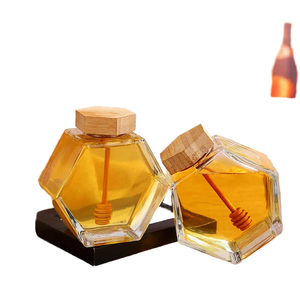 Tarro de Vidrio para Miel con Tapa de Madera y Cuchara, Capacidad de 0.5-1L, Ecológico, Multifuncional, Personalizable - Product Image 1