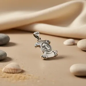 925 <b>Silver</b> Religious <b>Cross</b> Pendant with CZ for Women Handmade Daily Wear Jewelry Featuring Rose Gold and Gold Accents - Product Image 1