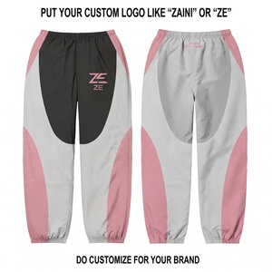 Pantalon de survêtement réversible en taffetas de coton 100% résistant à l'eau 110 GSM de qualité supérieure, fermeture à cordon, poches latérales, rose - Product Image 1