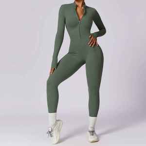 Conjunto Deportivo para Mujer, Traje de Fitness de Una Pieza, Body de Manga Larga con Cremallera y Leggings para Mujer - Product Image 3