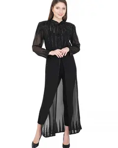 Women's Ethnic Style Evening Dress Hand-Beaded Sequins and Embroidered Abaya Muslim Maxi Dress for Cocktail Parties Weddings