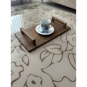 Plateau en bois durable de plat de service de casse-croûte et de thé avec des poignées en laiton antiques Plateaux décoratifs d'impression de logo fait sur commande pour la maison/hôtel - Product Image 5