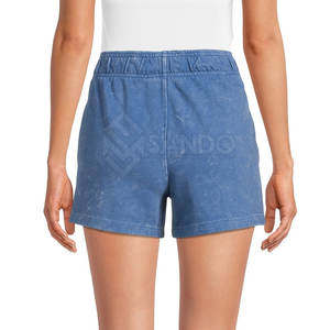 กางเกงขาสั้นเอวยางยืดสำหรับผู้หญิงกางเกงขาสั้นสำหรับผู้หญิงผ้าซักเป็นกรดแบบสั้นน้ำหนักเบา - Product Image 6