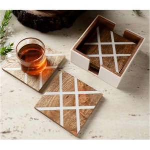 Juego de 6 posavasos de madera con diseño de simulación para alfombrillas y almohadillas - Product Image 2