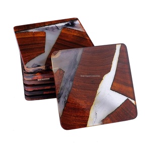 Modern Square Tabletop Mats & Pads <b>Wood</b> and Resin Coasters <b>for</b> <b>Tea</b> & Coffee Cups Coasters at Attractive Prices - Product Image 2