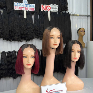 Prix d'usine Os Perruque de Cheveux Raides Extensions de Cheveux Humains Vietnamiens HD Fermeture Bob Perruques Couleur d'Été Chaude - Product Image 1