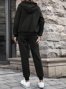 ชุดวอร์มมีซิปแบบลำลองสำหรับผู้หญิงชุดวอร์มกางเกงวิ่งแบบนุ่มและมีฮู้ดชุดใส่สบายใส่ได้ทุกวันโลโก้ตามต้องการ - Product Image 4