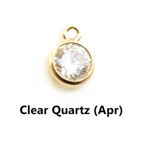 Sa pierre de naissance CZ Charms Clear Quartz Bezel Pendentifs avec Normal Cut 6mm Rhodium Plaqué Or Vermeil Sterling Silver Gift - Product Image 2