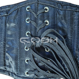 Corset élégant en satin noir, type waspie, cincher de taille, sous-poitrine, également disponible en plusieurs couleurs - Product Image 5