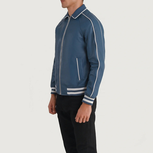 Veste universitaire imperméable en cuir véritable d'hiver pour hommes, veste en cuir PU à fermeture éclair avec patch en chenille brodé sur mesure - Product Image 2