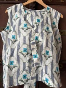 ชุดโบโฮทำมือสำหรับผู้หญิง ชุดฤดูร้อนผ้าฝ้ายพิมพ์ลายดอกไม้ ซักได้ เป็นมิตรกับสิ่งแวดล้อม กระโปรงยาวคลุมเท้า เสื้อสำหรับใส่ไปชายหาด - Product Image 5