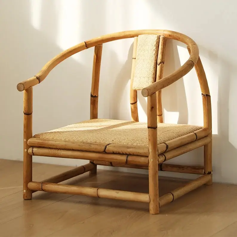 Luxus Natur Bambus und Rattan Stuhl Niedriger Hocker Set Tee tisch und Stuhl für Wohnzimmer Wohnkultur